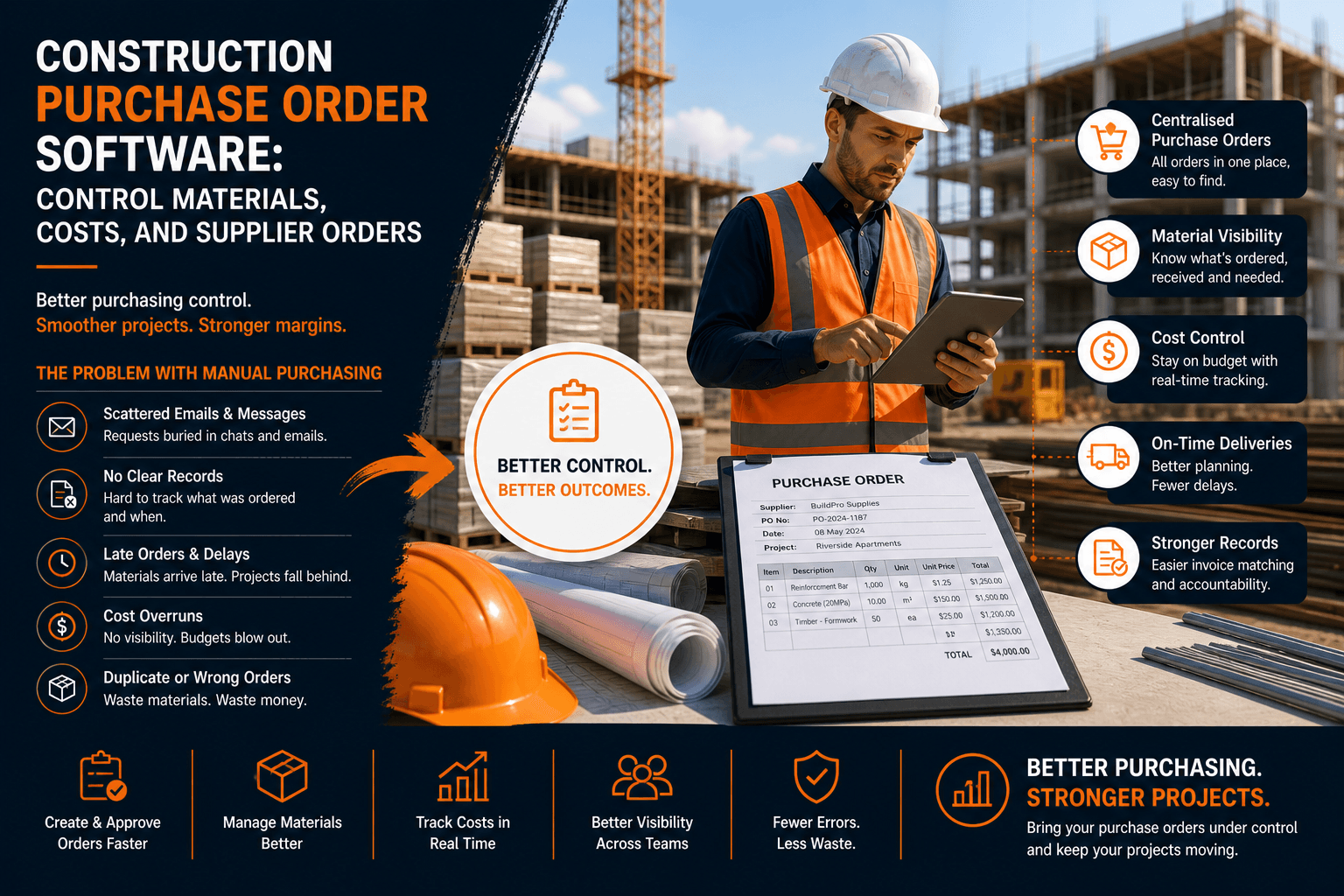 Tradesman checking leftover materials and off-cuts on a job